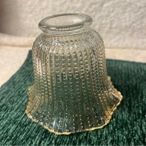 Vtg 4"x 5" Iridescent Honey Amber Beaded Glass Hobnail Lamp Shade For 2" Fitter